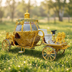 Carruaje de Cenicienta Dorado Británico Clásico sin Caballos, de Alta Calidad, Superventas, con Soporte Personalizado para Esculturas - Product Image 1