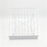 Organizer CD Desktop - Rak Display Logam Miring 4 Tingkat, Universal untuk Majalah / Buku / File, Stand Display Besi
