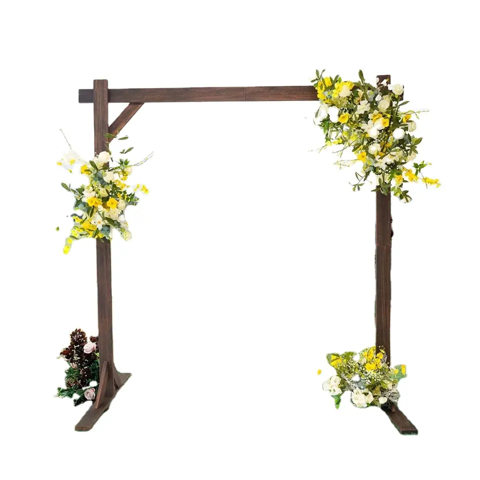 Decorazioni da giardino rustiche per interni ed esterni in legno di alta qualità personalizzate supporto per fondale fotografico arco da sposa quadrato in legno