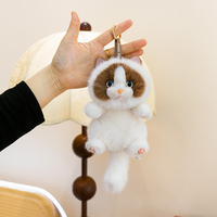 En gros, Porte-clés pendentif chat assis en peluche douce, fait main, breloque de sac, accessoire de sac à main, cadeau mignon