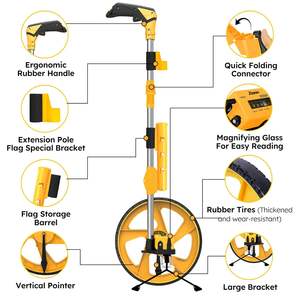 Roue de mesure de distance SDS SDS-J101, pieds et pouces, précision 0,1 m/pied, 20 pièces de marquage, support de drapeaux, conception pliable, ABS + aluminium - Product Image 4