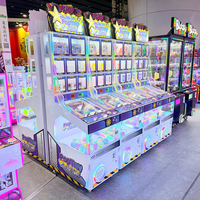 Borne d'arcade à monnayeur avec machine à pinball et distributeur de prix, vitrine d'affichage 9 grilles, terrain de jeu transparent et LED RGB