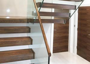 Pédale d'escalier en bois massif <span class=keywords><strong>de</strong></span> noyer noir, support d'escalier haut <span class=keywords><strong>de</strong></span> gamme, style américain, avec rambarde - Product Image 2