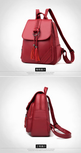 Wholesale Pu Leather Female Women's Bag School <b>Backpack</b> <b>Large</b> Capacity Outdoor Travel Leisure Laptop Bag With Tassel - Product Image 5