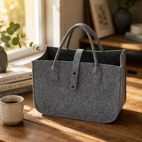 Sac fourre-tout en feutre personnalisé, grande capacité, sac de shopping réutilisable, sac de rangement écologique avec bouton pression
