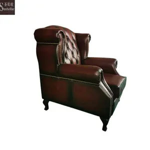 Новый дизайн, антикварное кожаное кресло с крыльями Оксфорда, гостиничное кресло для гостиной, кресло для отдыха chesterfield, стеганое кресло с пуговицами