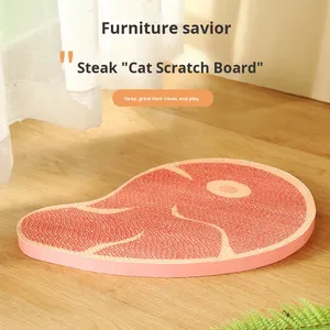 Rascador para Gatos Creativo en Forma de Bistec, Tabla de Cartón Corrugado para Rascar, Protector de Muebles Antideslizante para Gatos de Interior - Product Image 4