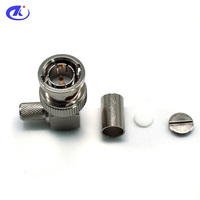 Connecteur BNC mâle à angle droit à sertir pour câble coaxial RG59, impédance 50 Ohm, en laiton, haute performance