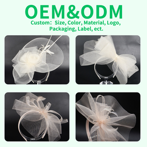 OEM Custom <strong>White</strong> <strong>Fascinators</strong> <strong>Headband</strong> with Feather Women's Tea Party Hat for Kentucky Derby Cocktail Wedding Fancy Dress Party - Product Image 1