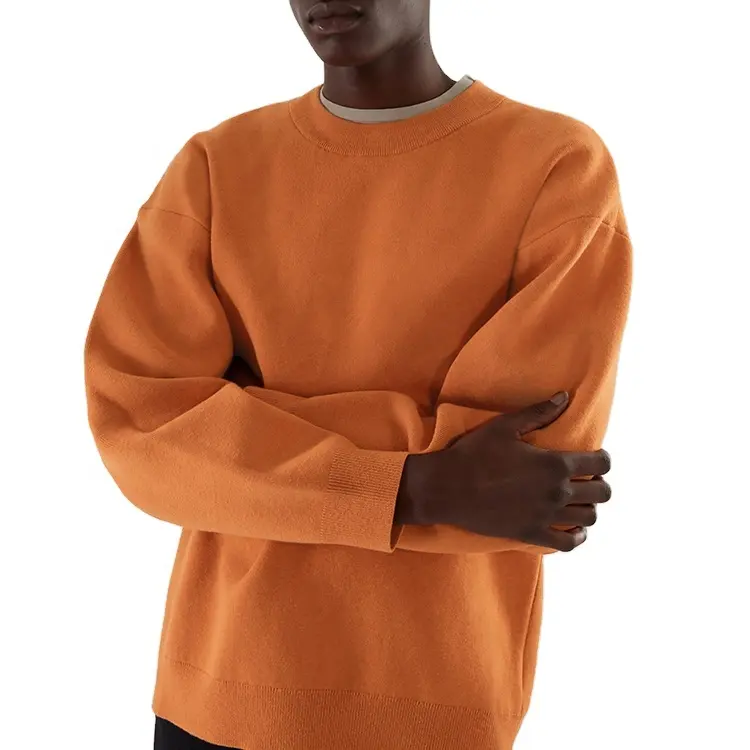 男性用ニットセーターウールカシミア冬のファッションの基本空白のカスタムクルーネックセーターメンズセータープルオーバー