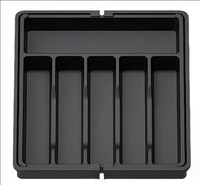 Organizador de cajones para cubiertos expandible y ajustable con 7 compartimentos, almacenamiento de cocina que ahorra espacio, color negro
