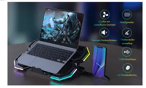 Ergonomic 6 Fans Comfort Notebook Cooler RGB Gaming Laptop Cooler Cooling Pad With Phone Holder