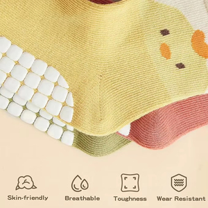 <span class=keywords><strong>Chaussettes</strong></span> antidérapantes sans couture pour bébés et tout-petits, avec grip, motif ours de dessin animé, en coton, longueur mi-mollet, vente en gros - Product Image 2