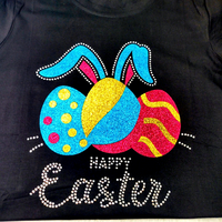 Motifs de Pâques Hot Fix Strass Imprimable Vinyle Transfert de Chaleur Applique Oeufs Chanceux Lapin pour Hoodies Vêtement Chemise