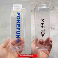 Bouteilles PET transparentes réutilisables et jetables avec logo personnalisé, 380 ml, 500 ml, 650 ml, pour emporter, carrées, pour thé à bulles, jus, champagne, soda