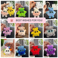 Porte-clés en peluche Ours portant des lunettes, pendentif mignon pour sac ou voiture, style dessin animé, entièrement fait main, modèle 01 sans impression
