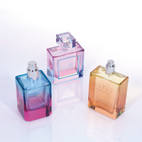 Flacons de parfum carrés en verre dégradé personnalisés en usine, 50-400 ml, avec logo personnalisé, contenants de parfum vides fabriqués en Chine