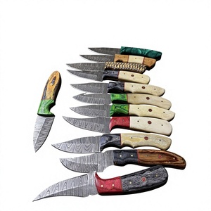 Couteau à lame fixe en acier Damas avec manche coloré pour la chasse, le camping et la survie - Product Image 1