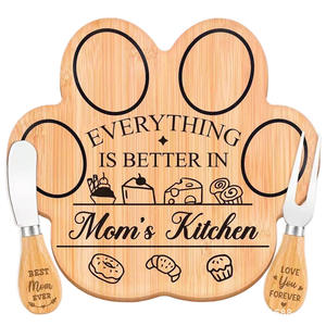 Plateau en bois personnalisé en forme de patte de chien, couleur naturelle, bois massif, pour servir desserts, fruits, steaks, pizzas - Product Image 2