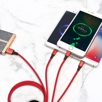 Ukalun Caliente Multifuncional 5V 2.4A LED Rojo Azul Amarillo Verde USB-C Micro Cable Cargador 3 en 1 para iPhone
