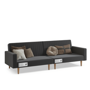 <b>Sofa</b> Bed Dark Grey Velvet 3 Seater Modern Design Living Room Furniture Durable <b>Wood</b> <b>Frame</b> Foam Filling - Product Image 1