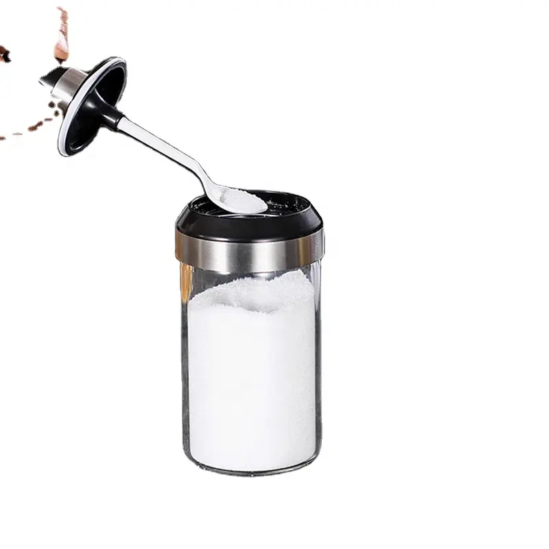 Glas Kruiden/Spice/Zout/Olie Pot/Container/Fles Set Met Pp Deksel En Opscheplepel voor Thuis Keuken