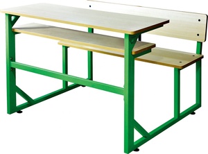 Đồ Nội Thất Trường Học Nhà Cung Cấp Vuông Ống Kim Loại Khung Trẻ Em Nghiên Cứu Bàn Và Ghế Đôi Lớp Học Bảng Với Băng Ghế Dự Bị Cho Sinh Viên - Product Image 4