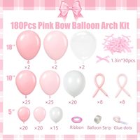 Kit de guirlande de ballons en latex rose et blanc avec ballons nœud papillon pour l'anniversaire des filles, la fête prénatale, la décoration d'arche et de fond de scène