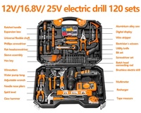 Perceuse électrique sans fil portable, kit d'outils DIY avec batterie au lithium, boîte d'outils rotative Atomic 20V, perceuse à percussion, kit d'outils pour électricien