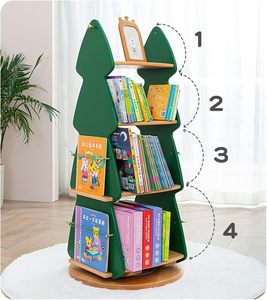 Montessori Wooden Rotating Bookshelf Round Bookshelves <strong>Library</strong> Book Rack for Kid Home Cabinet Bookcase Shelf <strong>Library</strong> Furniture - Product Image 3