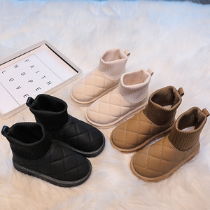 Bottes d'hiver pour enfants de haute qualité chaussures en peluche en cuir bottes antidérapantes pour enfants botte de neige unisexe - Product Image 4