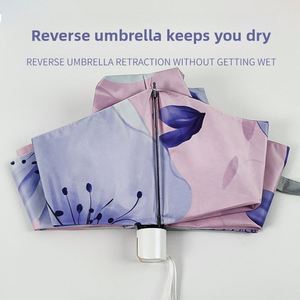 Paraguas Manual Plegable de Doble Capa Negro para Sol y Lluvia con Protección UV, 8 Varillas, Diseño Flor de Mañana y Cosecha de Noche para Adultos - Product Image 3