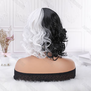 <span class=keywords><strong>Perruque</strong></span> Ainizi de 12 pouces, ondulée courte avec frange, moitié noire, moitié blanche, pour cosplay <span class=keywords><strong>Cruella</strong></span>, pour femmes - Product Image 6