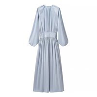 Robe midi décontractée chic à col rond et manches longues pour femme, nouvelle collection été 2026, style rétro et élégant.