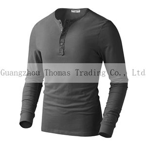 Básicos de los hombres Henley térmica botón 100% algodón de <span class=keywords><strong>manga</strong></span> <span class=keywords><strong>larga</strong></span> Camisetas Casuales - Product Image 4