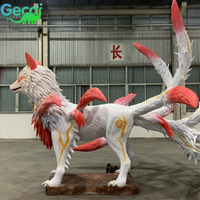 Grand renard à neuf queues animatronique personnalisé pour la décoration de zones scéniques extérieures