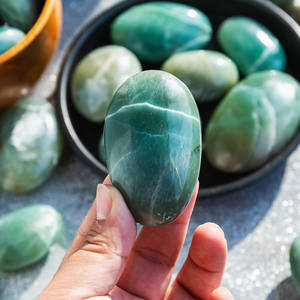 Groothandel Gegraveerde Ronde Natuurlijke Groene Maansteen Kristal Palmstenen voor Healing en Spirituele Energie - Product Image 2