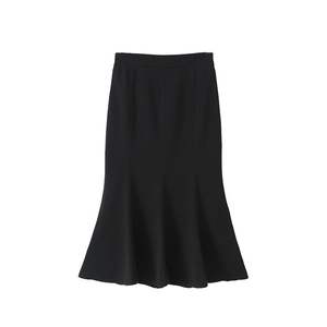 กระโปรงทรงเอเข้ารูปสีดำเอวสูงรุ่น Runqi N8757 สำหรับผู้หญิง ฤดูใบไม้ร่วง ฤดูหนาว สไตล์ OL กระโปรงยาวทรงหางปลา ไซส์ใหญ่ - Product Image 1