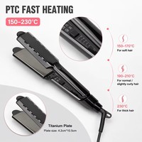 Vente en gros d'usine Gladay 1.65 pouces 230 ° Lisseur de cheveux C - Plaques en titane PTC - Affichage LED - 100-240V 45-65W - Rose et noir