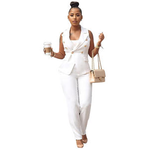 Completo Estivo <span class=keywords><strong>da</strong></span> <span class=keywords><strong>Ufficio</strong></span> per <span class=keywords><strong>Donna</strong></span>, Set 2 Pezzi con Giacca Senza Maniche e Pantaloni Dritti - Product Image 1