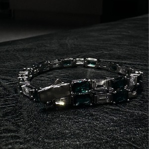 Tennis <b>Bracelet</b> Emerald Color Block <b>Copper</b> Alloy Geometric Design Unisex Jewelry - Product Image 3