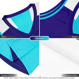 Maillot de basket-ball personnalisé violet aqua double face - Product Image 5