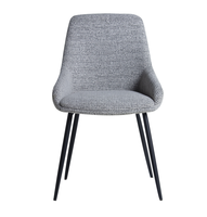 Chaises de salle à manger modernes avec pieds en métal, tissu gris en lin imperméable, rembourrées, non pliables, marque SXT, meubles de salon pour la maison