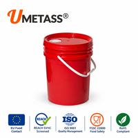 Ember Plastik PP 20L Heavy-Duty dengan Tutup Spout dan Logo Custom, Ember Plastik 5 Galon untuk Penyimpanan Cat, Bubuk, dan Bahan Kimia