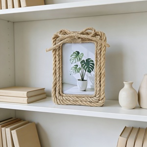 Cornice Portafoto in Corda Intrecciata Stile Nordico, Cornice Decorativa Creativa, Ornamento da Tavolo per Soggiorno e Decorazione Casa - Product Image 3