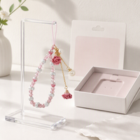 Porte-clés de téléphone pour femmes et filles, motif chat de dessin animé, en alliage de zinc, avec dragonne et pendentif fleur, pour clés de voiture et téléphone portable