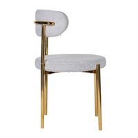 Chaises de cuisine gris clair à dossier incurvé Coussin rond en velours Chaises de salle à manger Chaise d'événements hôteliers avec cadre doré