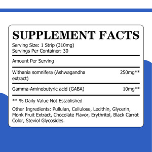 Private Label Ashwagandha Strips Reduce Stress <b>Supplement</b> Chocolate Mocha Flavor with Withania Somnifera Promotes Sleep Quality - Product Image 2