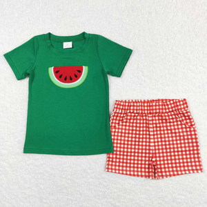 Conjunto de Ropa de Verano para Bebé Niño con Bordado de Sandía para Hermanos - Product Image 2