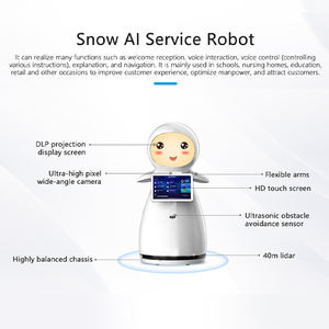 Robot d'accueil d'entreprise pour hall d'hôtel à haute efficacité avec écran tactile de 13,3 pouces, évitement d'obstacles autonome, automatique - Product Image 6